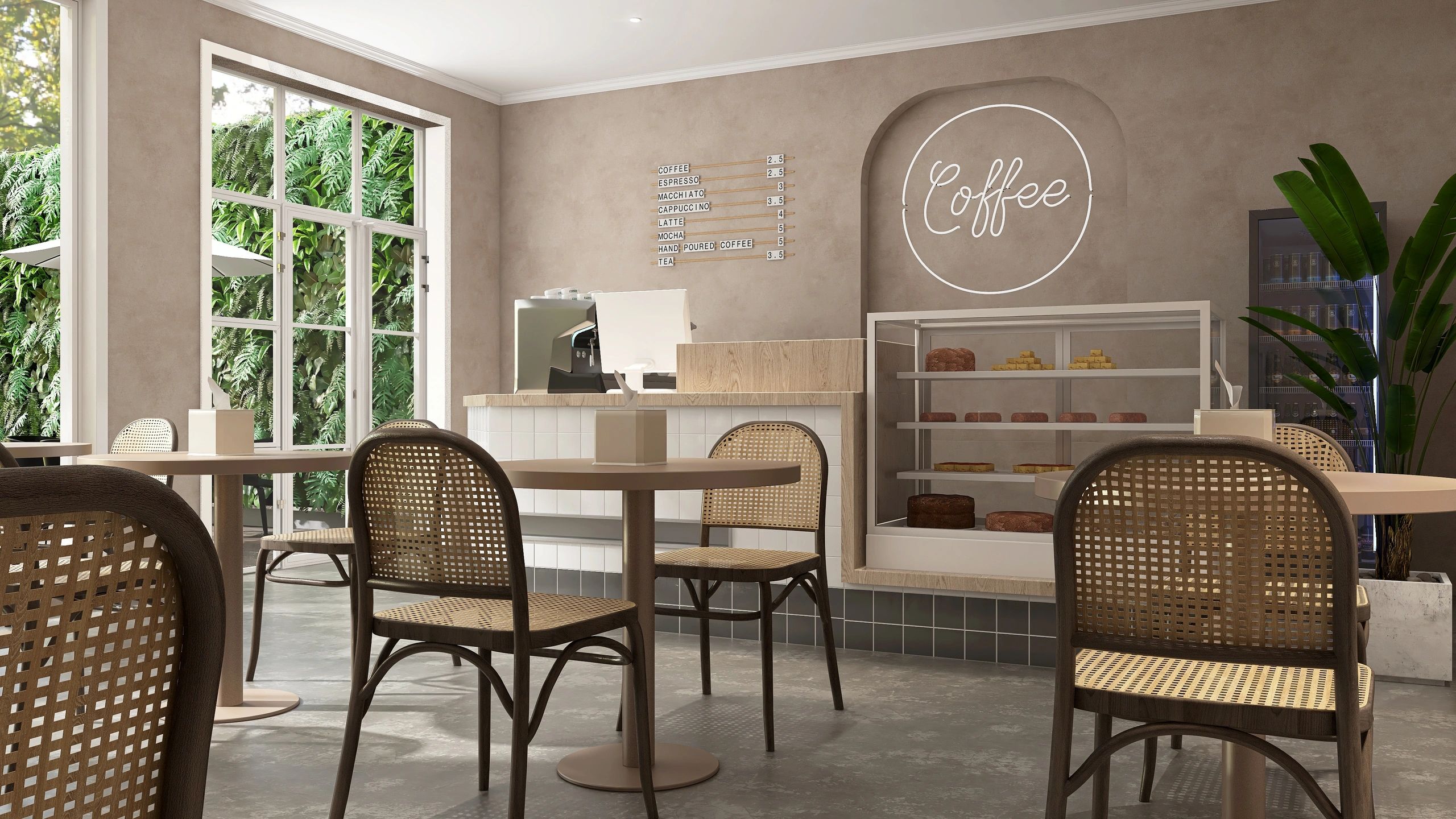 Warm, inviting coffee shop interior